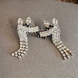 Vintage Butler Wilson Rhinestone Dancing Figures Earrings